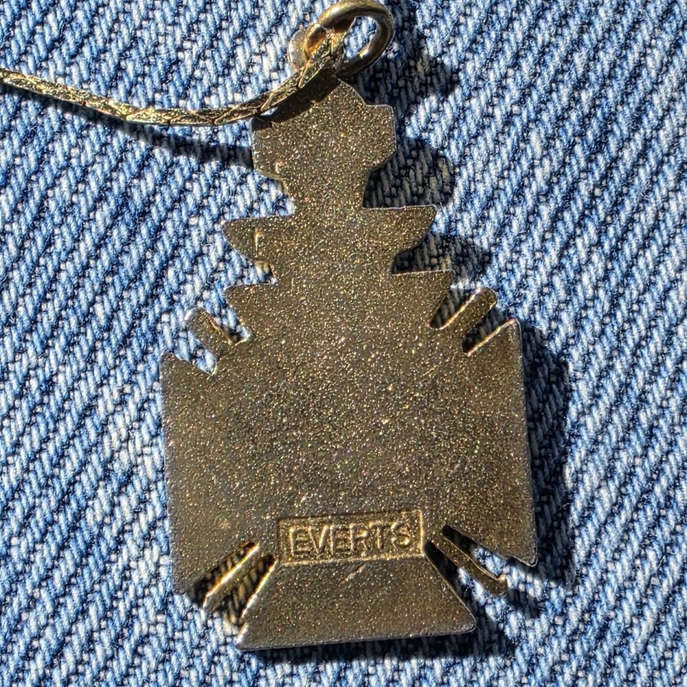 USA FREEMASON TEXAS COMMANDERY KNIGHTS TEMPLAR OLD PENDANT ON GOLD TONE NECKLACE - Picture 2 of 5